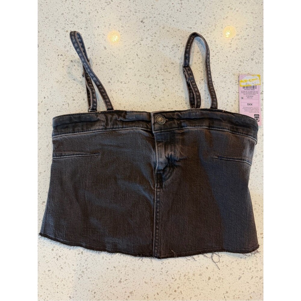 wild fable Dark Brown Black  Denim  Cropped Tank with Slim Straps XXS